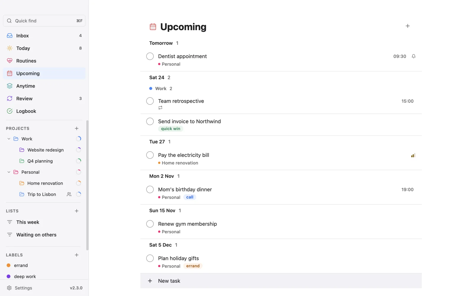 Upcoming in light mode.